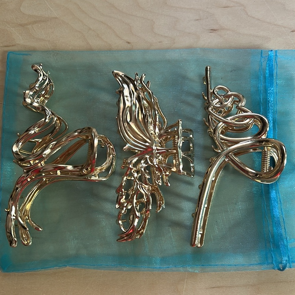 Gold Hair Claw Clips Set